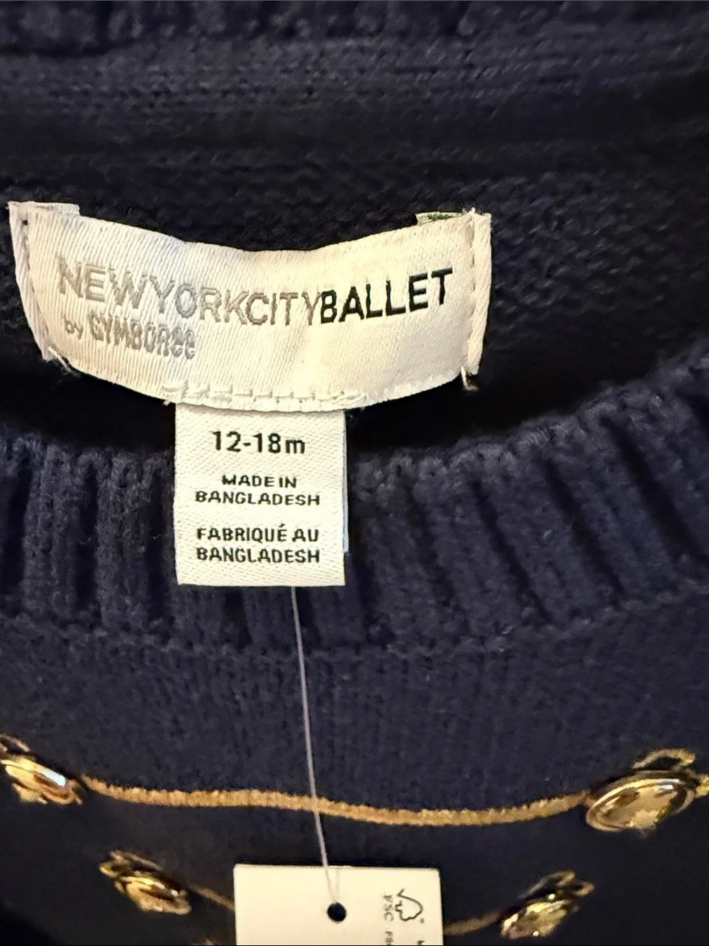Gymboree Navy Sweater with Gold Military-Style Buttons